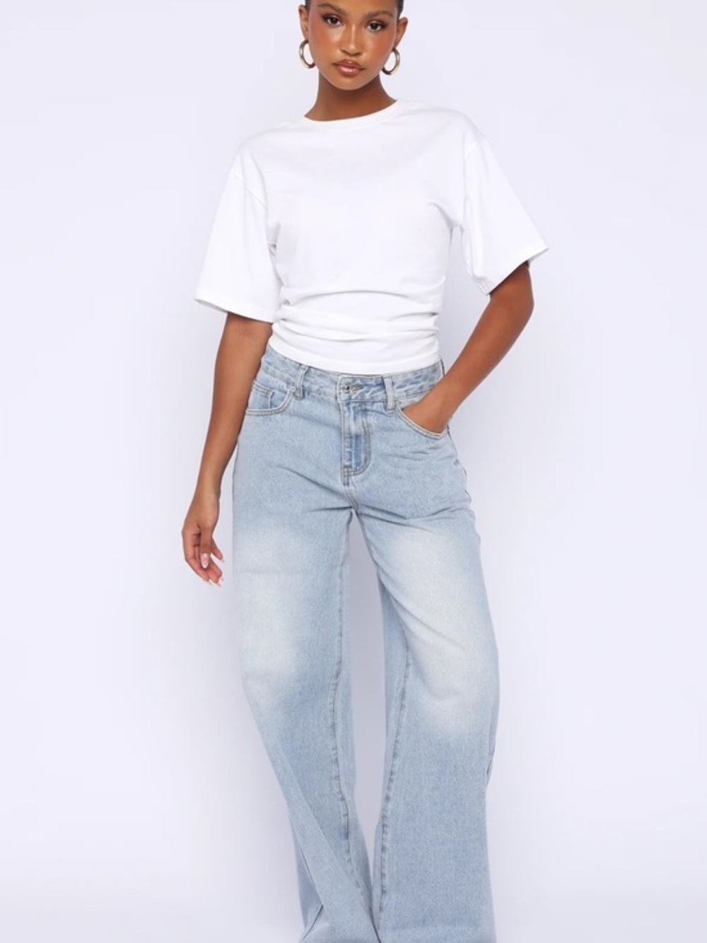 White Fox Boutique High Rise Wide Leg Light Wash Women’s Jeans